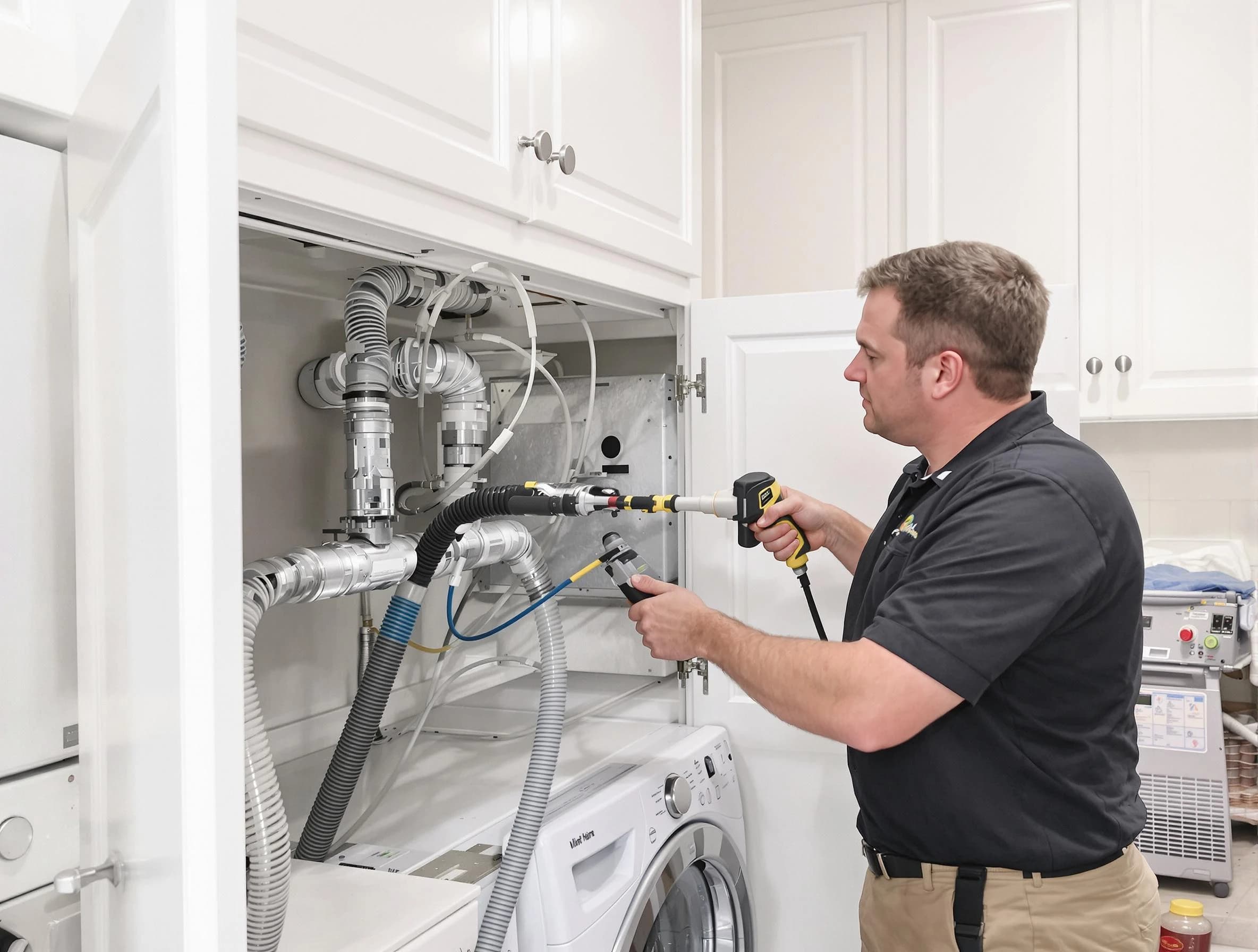 Williamsburg Dryer Vent Cleaning professional removing severe blockage from a clogged dryer vent in Williamsburg