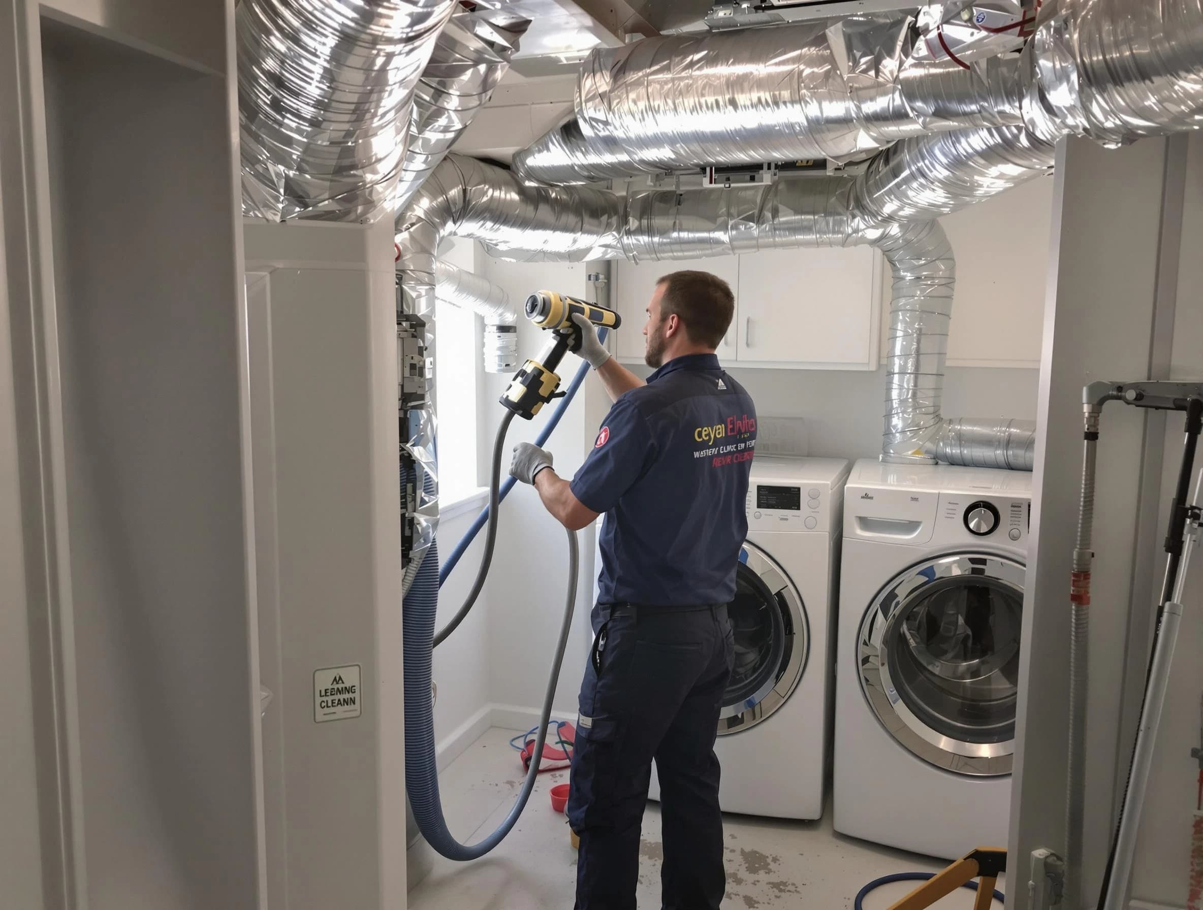 Williamsburg Dryer Vent Cleaning specialist using advanced equipment for thorough duct cleaning in Williamsburg
