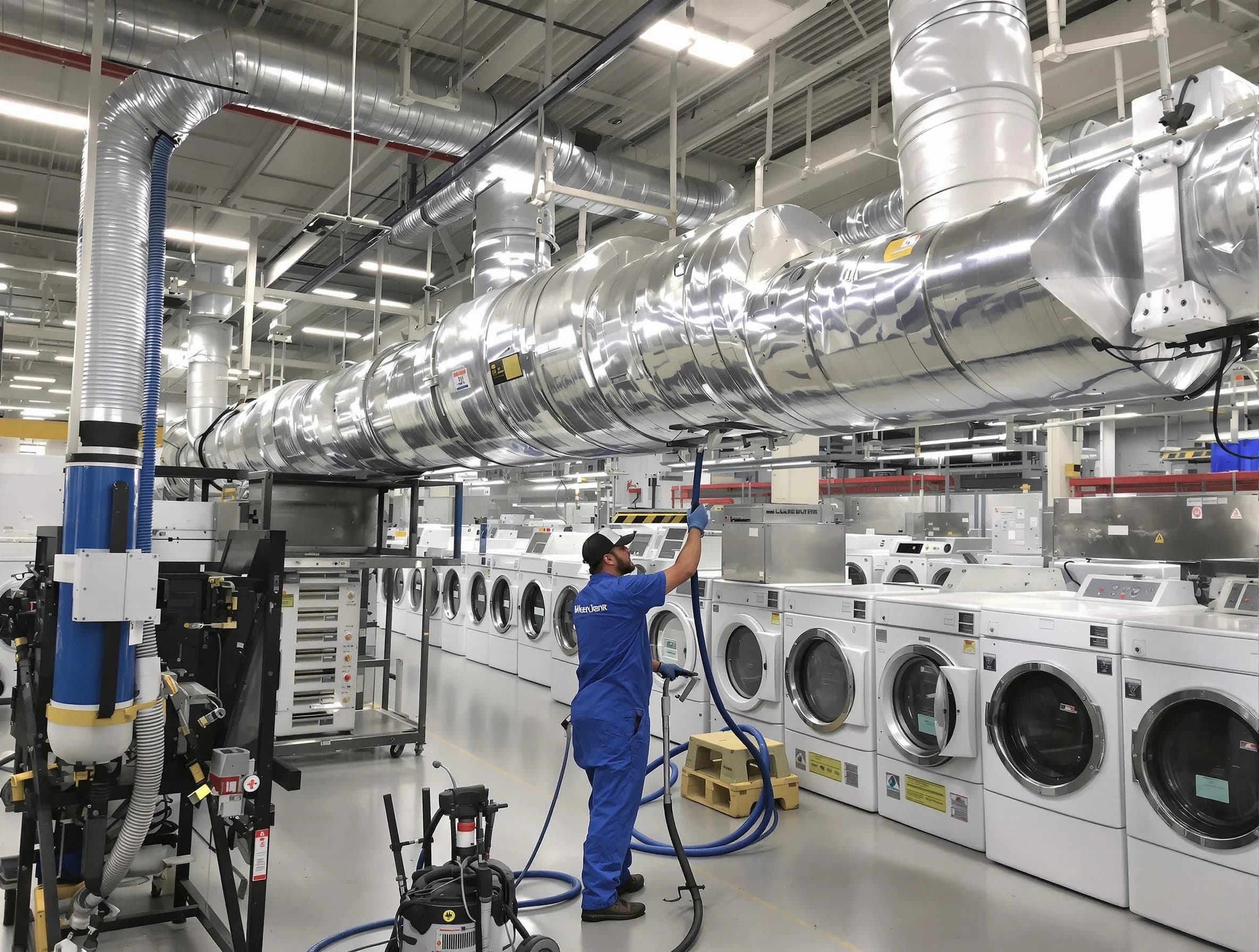 Williamsburg Dryer Vent Cleaning team performing heavy-duty industrial dryer vent cleaning in Williamsburg