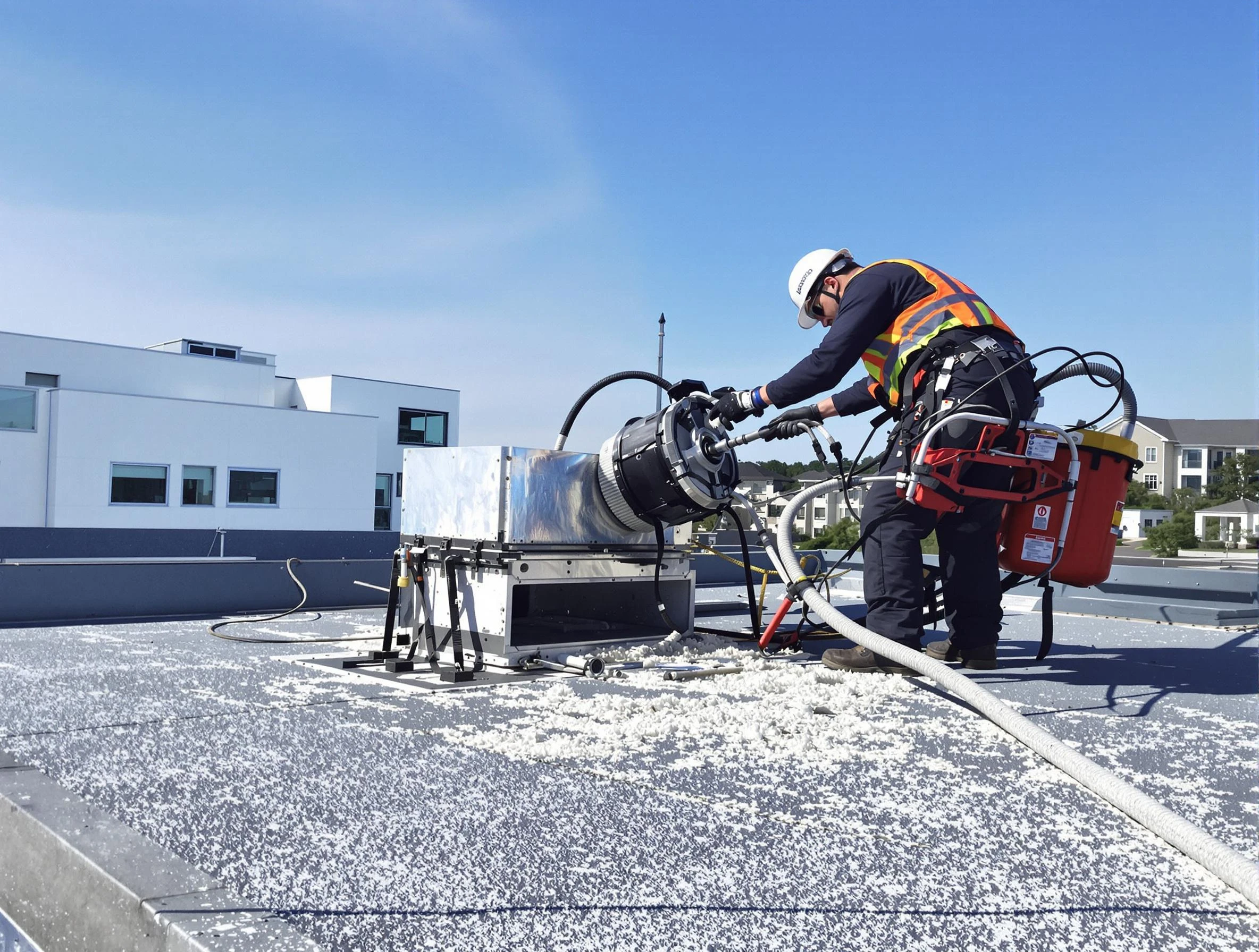 Cleaning Dryer Vent On Roof in Williamsburg