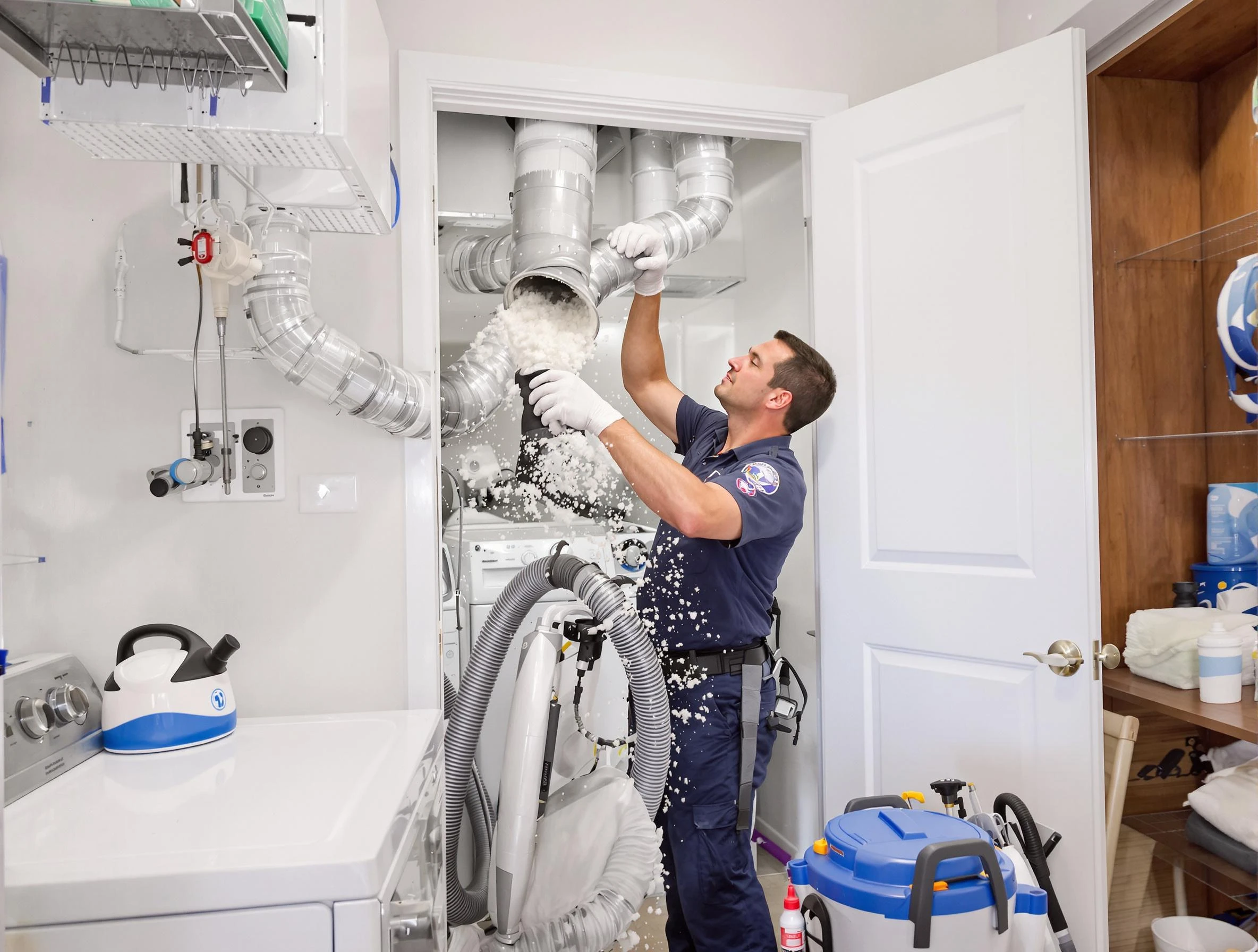 Williamsburg Dryer Vent Cleaning technician delivering thorough residential dryer vent cleaning service in Williamsburg